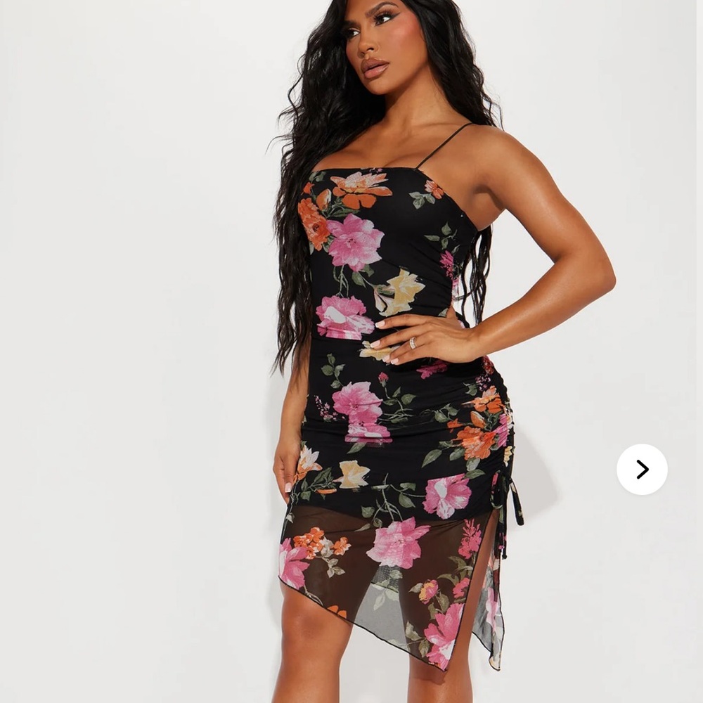 Fashion Nova Floral Ginger Mesh Mini Dress - Small